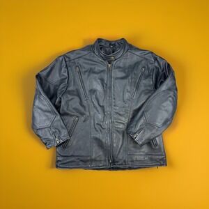 UNIK Premium Men's Leather Motorcycle Jacket XL Black Lace-Sides‎ Zip-Out Liner